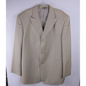 Y2K Mens Phat Farm Premium Cream White Suit Sz 46R 3 Button Blazer Pleated